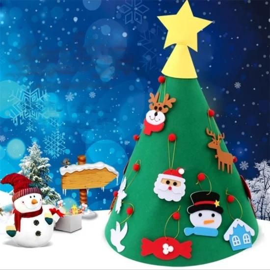 Hot Style Christmas Handmade DIY Children′ S Gift Felt Cloth Christmas Tree Puzzle Gift Decoration