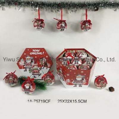 New Design Merry Christmas Full Color Printed Santa and Snowman Paper Wrapped Foma Ball