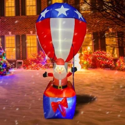 9FT Inflatable Giant Christmas Hot Air Balloon Inflatable Santa in Balloon