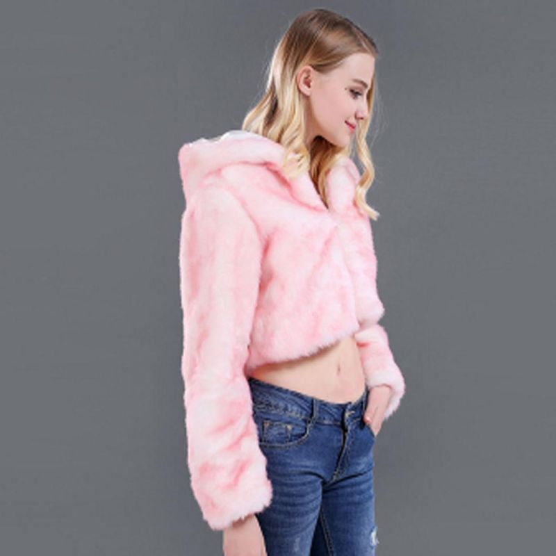LED Coat, Hooded Jacke, Night Dress Rabbit Hair Pink Coat.