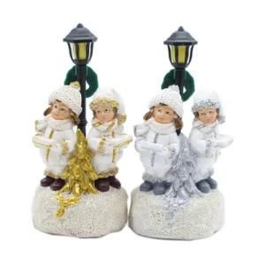 Factory Direct Sales Polyresin Craft Christmas Snowboy Resin Snowgirl Craft