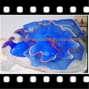 Blue Platter Blow Glass Ornament for Decoration