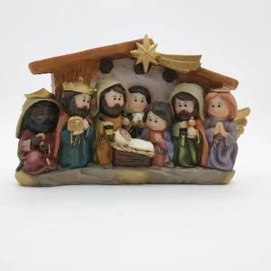 Adorable Colorful Polyresin Painting 17 Cm H Nativity Holy Family