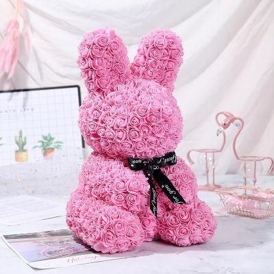 Wholesale Price Rose Bear 40cm Foam Rose Artificial Flower Rabbit for Gift