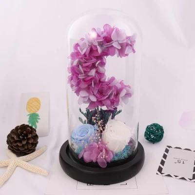 Wholesale 2018 New Products Beautiful Colorful Preserved Fresh Flower Preserved Rose in LED Light Glass Dome