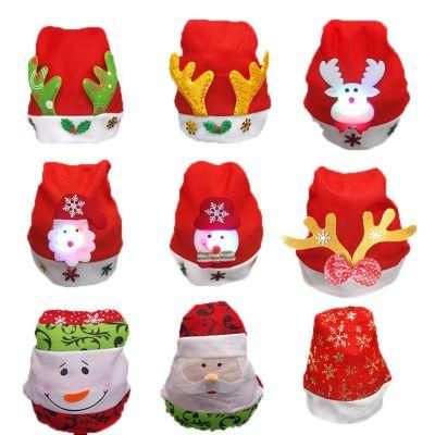 Santa Hats with for Knitted and Plush Kids Light Mini Claus Dog Decoration Red Beanie Scarf New Snowman Cap Xmas Christmas Hat