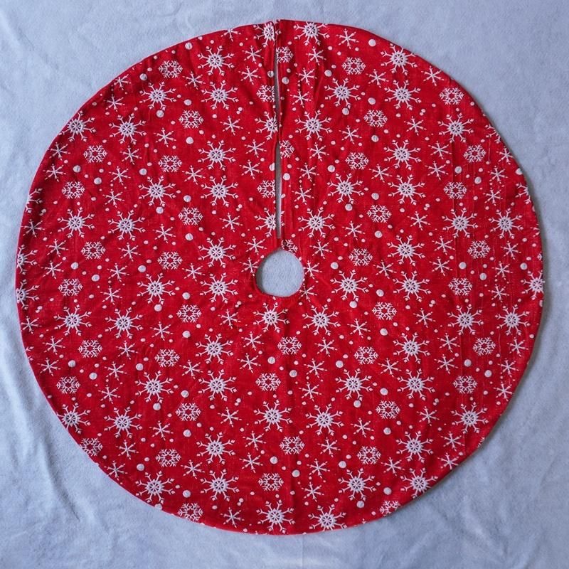 Red Color Printed 47" Snowflake Christmas Tree Skirt