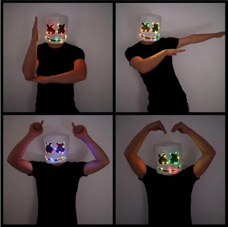 LED Marshmello Helmet Candy Full Head Helmet Bass-Music Prop