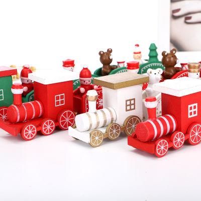 Mini Kids Kindergarten Toys Santa Wooden Decorations Christmas Train