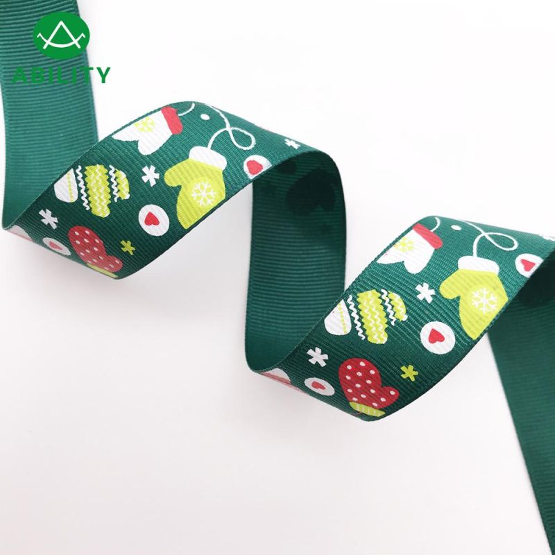 Printing Christmas Grosgrain Ribbon for Wedding and Gift Box Packing