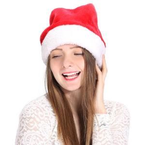 Custom Unisex Santa Hat Plush Family Satin Christmas Fancy Dress Hats Santa Claus Cap