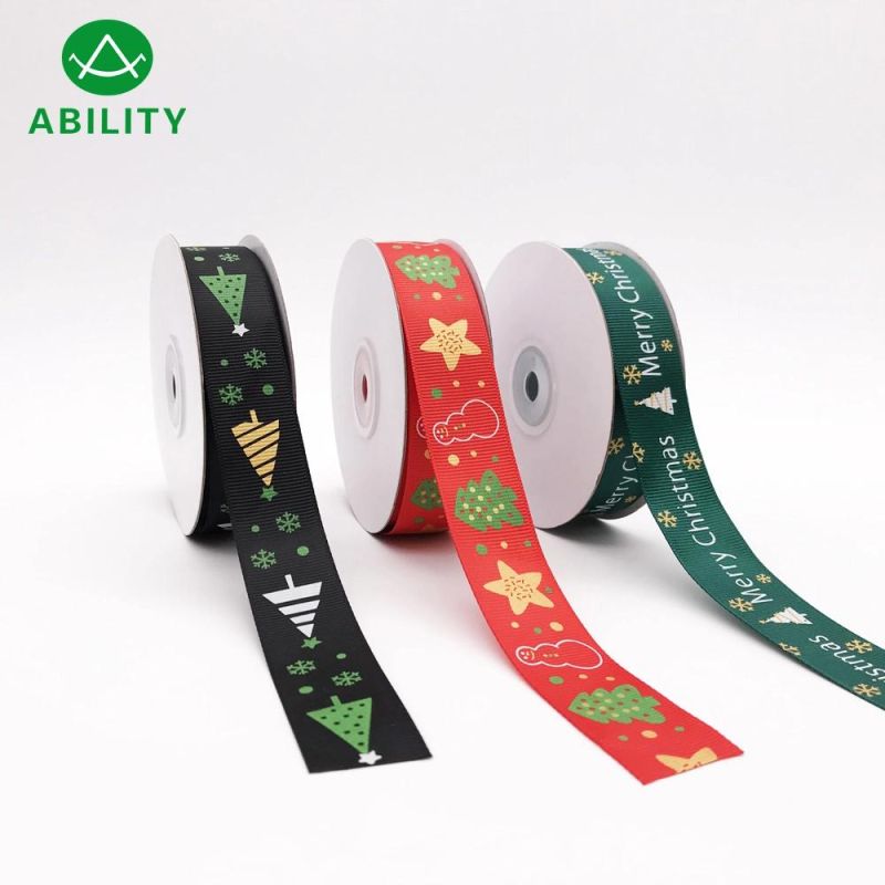 Wedding and Gift Packing Printing Christmas Grosgrain Ribbon Tape