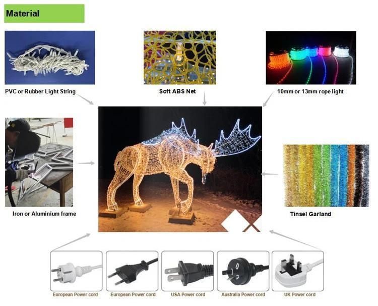 Outdoor Customized New Christmas Decoration 3D Large Deer LED Motif Lights