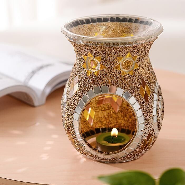 Handmade Mixed Color Turkish Glass Mosaic Candle Holder Candle Jar