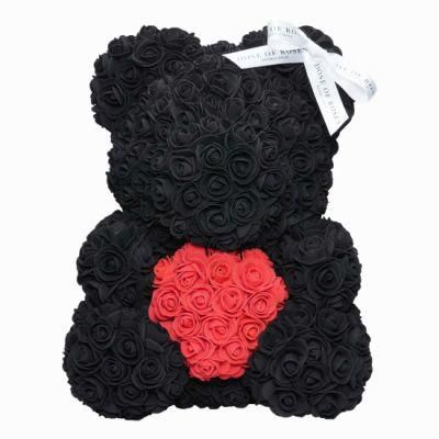 Wholesale Heart Rose Teddy Bear Best Valentines Day Gift for Girlfriend Rose Bear Faux Flower Bear of Roses