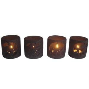 Black Hollow out Ceramic Candle Holder for Halloween Decorations