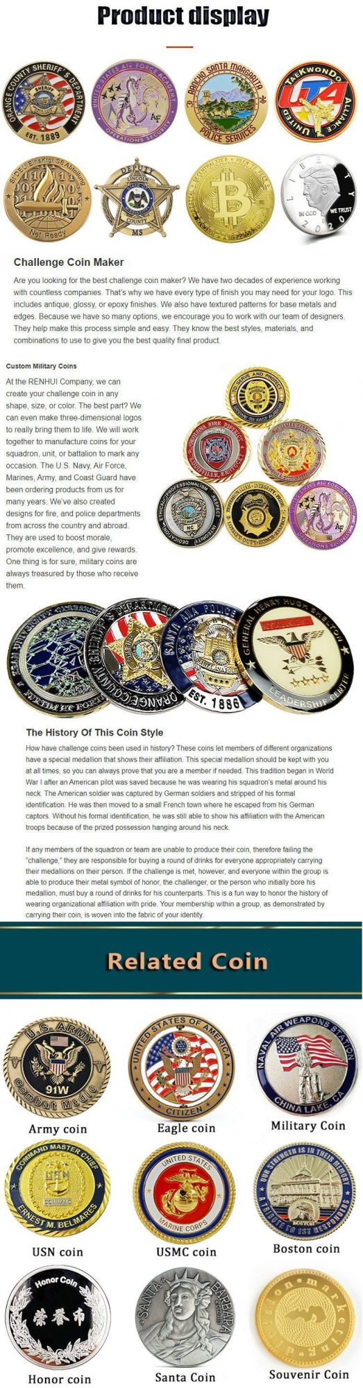 New Product Free Design Custo 3D Soft Enamel Navy Force Challenge Coin