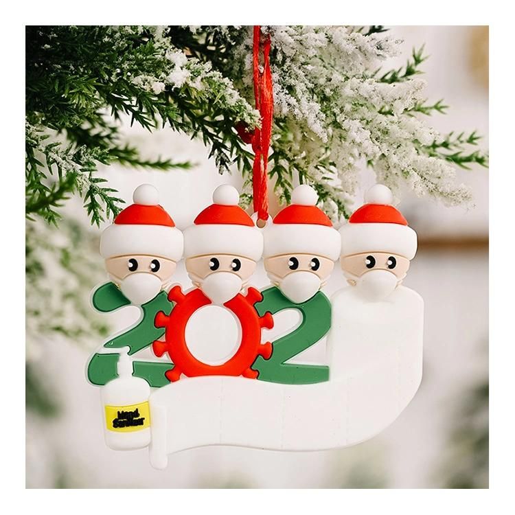 2020 Wholesale Personalised Xmas Pendant Family Quarantine Facemask Christmas Tree Hanging Decor Ornaments Decoration Supplies