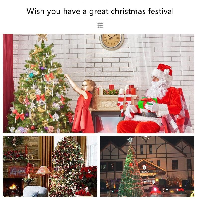 PE Mixture High Quality 1.2m / 1.5m / 1.8m / 2.1m / 2.4m / 3m Customized Normal Tree Automatic Christmas Tree for Indoor Outdoor Decoration with LED Lighting