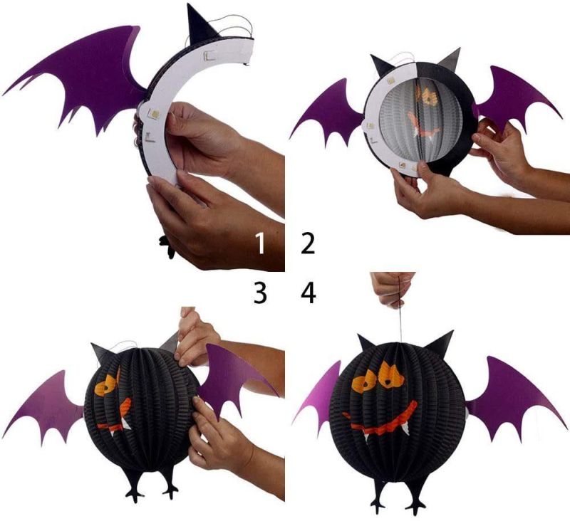 Halloween Interior Paper Decoration Orange Pumpkin Spider White Ghost Black Bat Spider Web All Saints′ Day Decorations Paper Garlands and Halloween Paper Lante