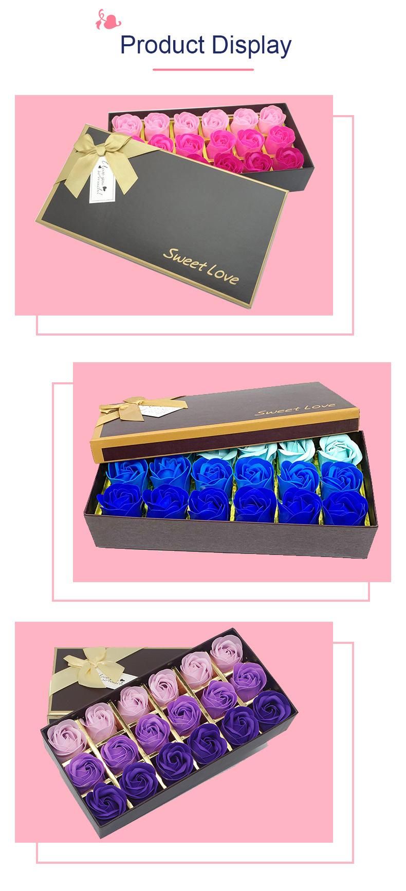 Valentene′s Day Gift 18PCS Per Gift Paper Box Fuchsia Shade Rose Soap Petals Wedding