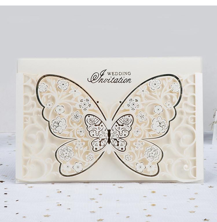 Fancy Butterfly Laser Cut Wedding Invitations Cards with Envelope