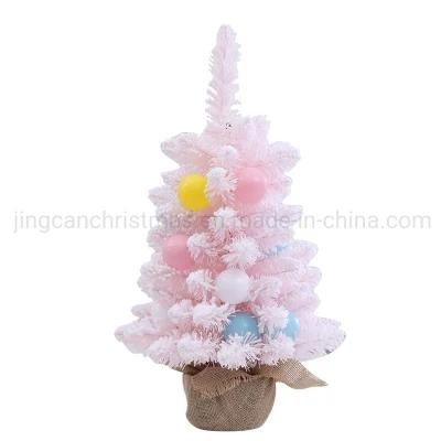 2FT Customized Flocked Pink PVC Christmas Tree