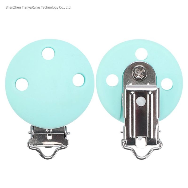 Round Silicone Pacifier Clip Silicone Teething Bead Baby Clip Accessories Clip Clasp Toy DIY Pacifier Chain Tool