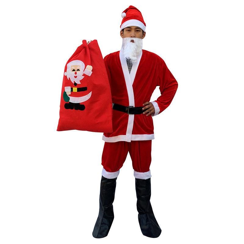 Wholesale Christmas Men Santa Claus Suits Santa Sets Adult Santa Suits Adult Plush Costume Santa Suits