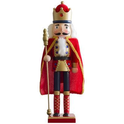 Christmas Nutcracker Figures, 15 Inch Wooden Nutcracker King with Scepter Ornaments