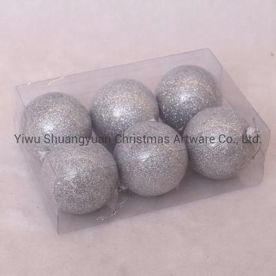 Plastic Ball Inside with Glitter Hanging Ornaments