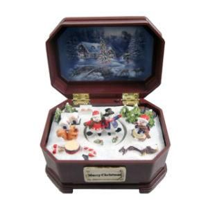 Navidad Gift Snowman and Christmas Village Scene Music Box with Movement