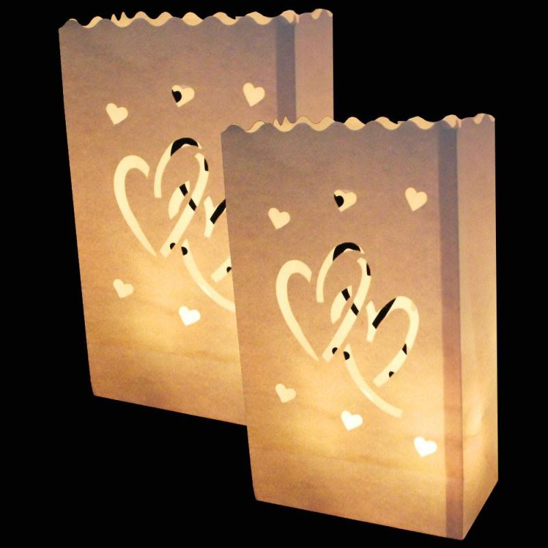 White Candle Bags Paper Lanterns for Wedding Valentine′s Day Decoration