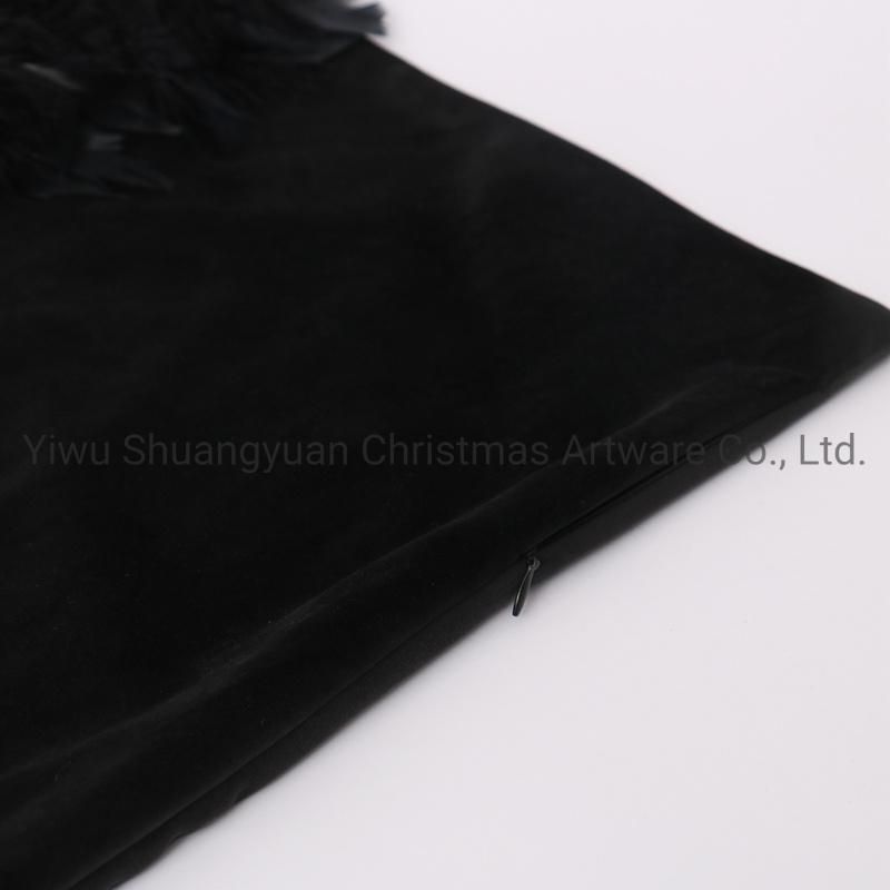 New Design Christmas Bolster Pillow with Feather for Holiday Wedding Party Home Decoration Hook Ornament Craft Gifts