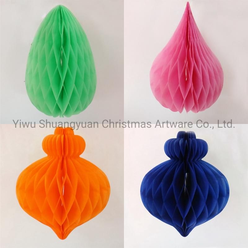 Christmas Paper Honeycomb Ball for Holiday Wedding Party Decoration Supplies Hook Ornament Craft Gifts
