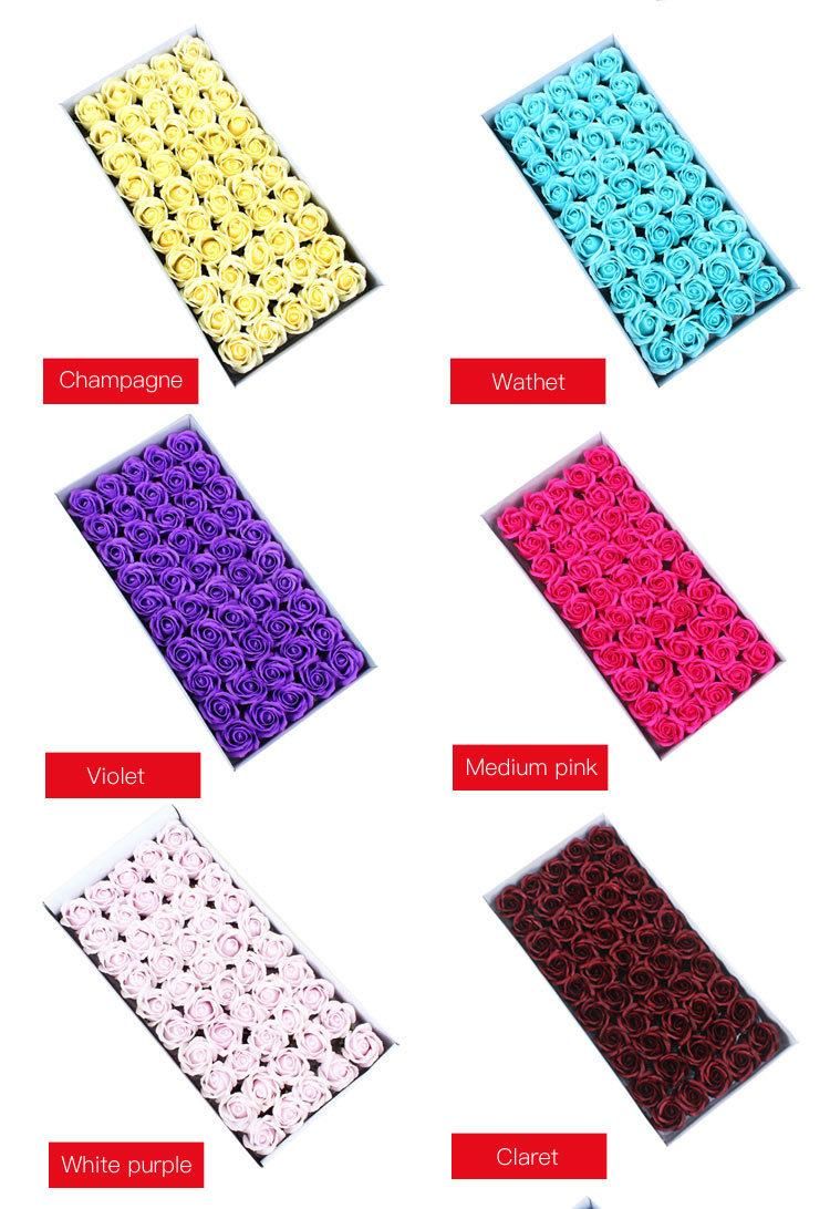 10 Colors 6cm Soap Roses Flowers 50 PCS Artificial Soap Flower Heads Box