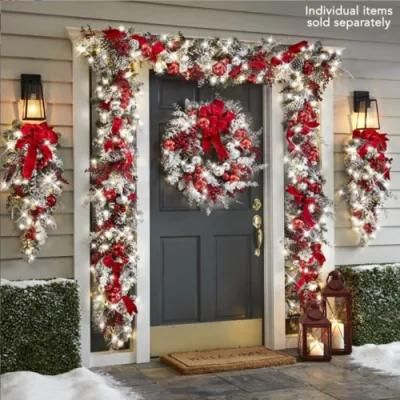 Customized Shopping Malls / Hotels / Outdoor Decoration Doors Hanging Christmas Garland Wreath for Festival Decorations