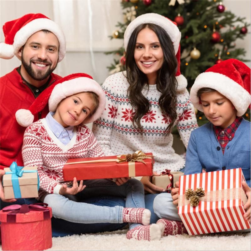 Dropshipping 2022 Christmas Red Adult Children Plush Christmas Hat