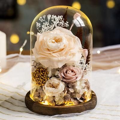 Eternal Rose Preserved Real Rose Immortal Flowers in Glass Dome, for Teacher&prime;s Day, Mother&prime;s Day, Birthday, Wedding, Parties and Christmas