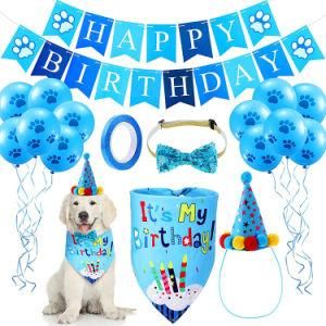 Pet Birthday Party Banner Birthday Hat Bow Tie Decoration Party Props Set