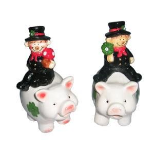 Ceramic Chimney People Figurine with Pig design Handmade Craft