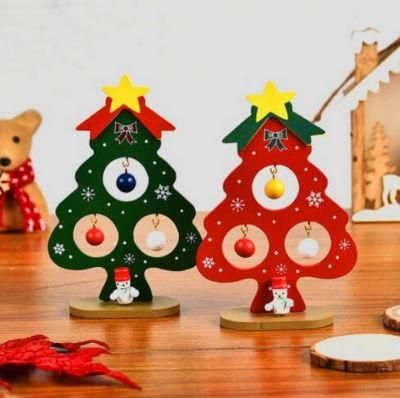 Children&prime;s DIY Toys Wooden Christmas Tree Presents Tabletop Ornaments