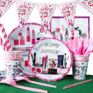 Beauty Themed SPA Cosmetics Tableware Party Decoration, Tumblers, Plates