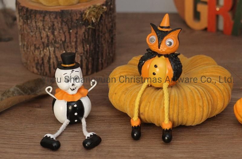 New Design Wholesale Party Accessories Halloween Resin Craft Long Leg Owl Holiday Hanging Decorations