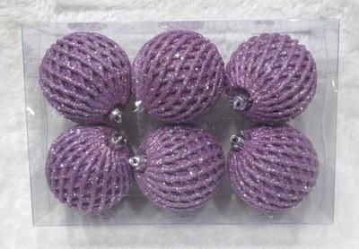 Hot Sale Plastic Ball with Glitter Painted Tree Hanging Ornaments