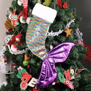 Christmas Socks Mermaid Sequins Socks Decoration Bead-Turning Gift Bag