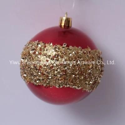 8cm Red Hand Painted Plastic Christmas Ball Tree Decoration