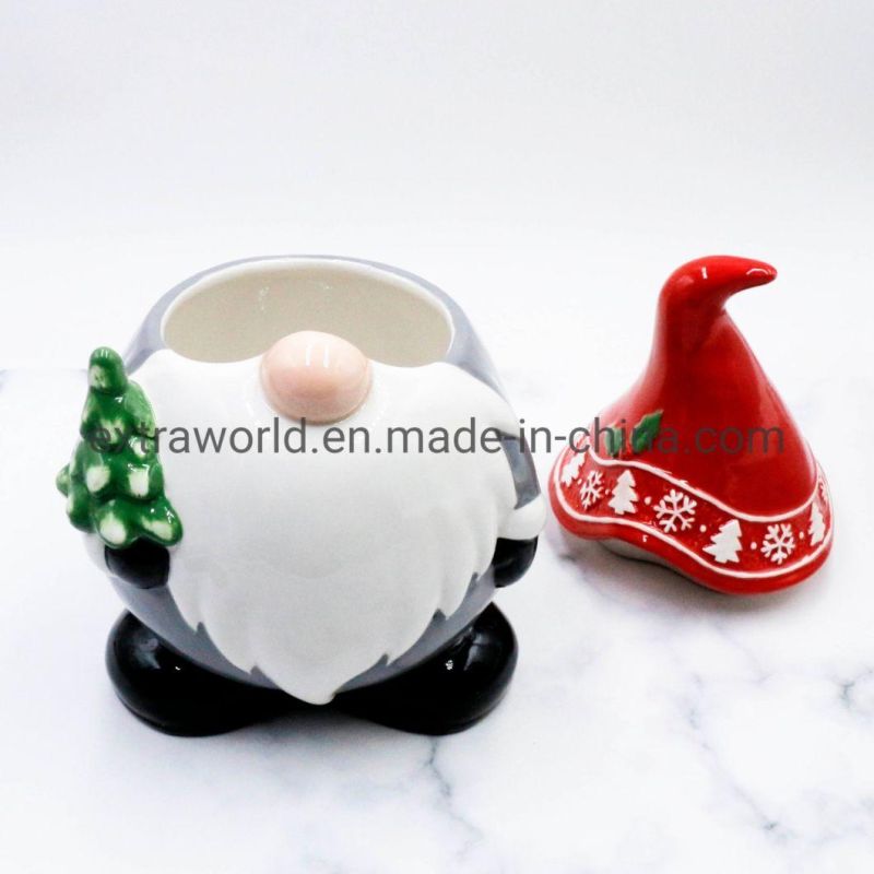 Ceramic Christmas Ornaments Handmade Santa Candy Jar