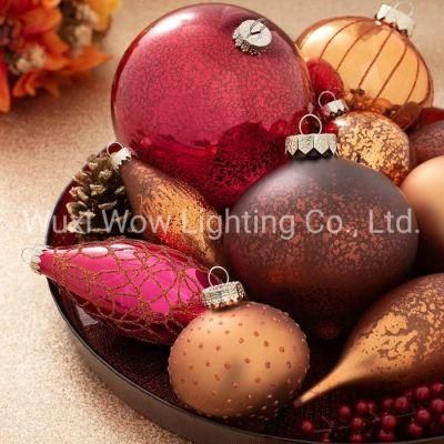 Glass Christmas Tree Baubles Jewelled Pack Set of 20 - Copper