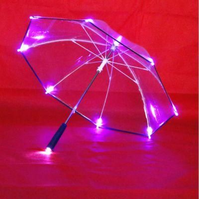 LED Light Transparent Umbrella Flashlight Glowing Umbrella Long Handle